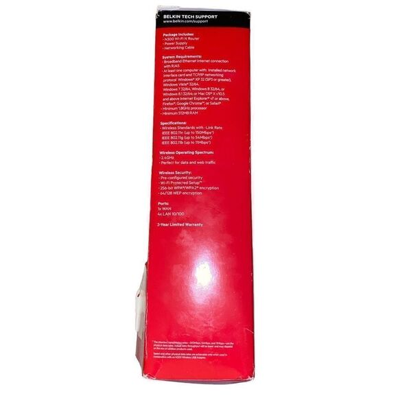 Belkin N300 4 Port Wi-Fi N Wireless Router Strong Range 300 Mbps Model F9K1007 - Picture 13 of 13